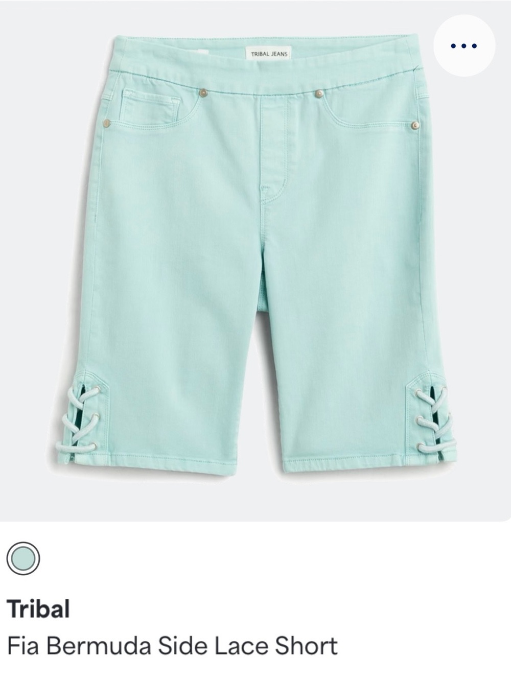Tribal Mint Green Fia Bermuda Side Lace Shorts